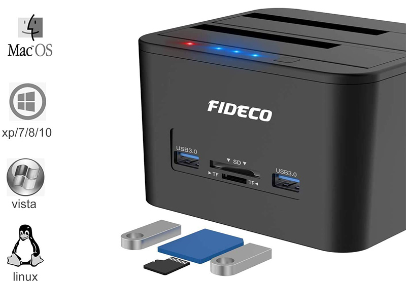test FIDECO Station d'accueil pour 2 Disques Durs SATA USB 3.0 Fonction Clonage