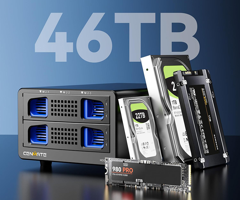 Avant Test et Avis du CENMATE Boîtier NVMe Hybride 3.5 HDD+3M.2 avec Ventilateur