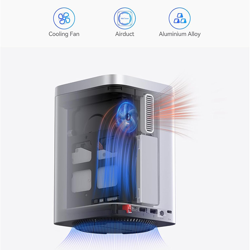 Detail - Avant Test et Avis du ORICO MiniTower M435-V1 Boîtier RAID Mac mini M4