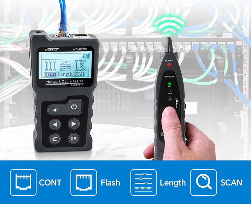 Details Testeur de câble avancé avec tracker de fil PoE NOYAFA