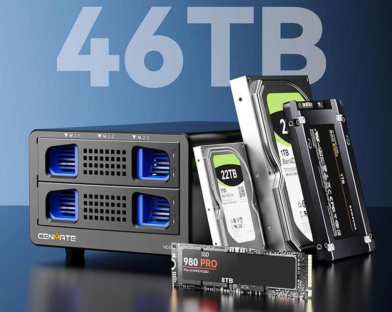 Test et Avis du CENMATE - Boîtier NVMe Hybride 3.5 HDD+3M.2 avec Ventilateur