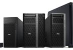 Gamme d'ordinateurs et stations de travail Dell Deskside Agentic AI alignés par taille, allant du modèle compact Dell Pro Max GB10 aux imposantes tours Pro Precision 9 pour l'IA locale.