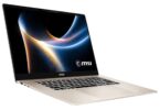 Ordinateur portable MSI Prestige 16 AI illustrant la nouvelle gamme de produits gaming et IA de MSI, dont la console portable Claw 8 AI+.