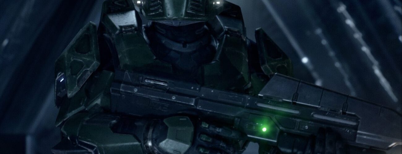 Capture d'écran de Fox McCloud dans son cockpit Arwing projetée sur un écran de cinéma vide, illustrant l'ambition cinématographique de la nouvelle campagne Halo.