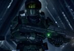 Capture d'écran de Fox McCloud dans son cockpit Arwing projetée sur un écran de cinéma vide, illustrant l'ambition cinématographique de la nouvelle campagne Halo.