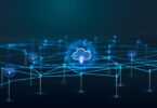 Graphique conceptuel d'un réseau de cloud privé interconnecté avec des icônes de téléchargement et de synchronisation de données, illustrant l'infrastructure VMware Cloud Foundation pour l'IA d'entreprise.